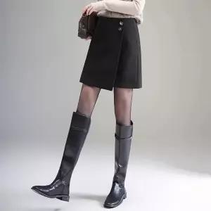여성패션 정장 스커트 가을겨울 홀 그레이 모직 A라인 언밸런스 DL4