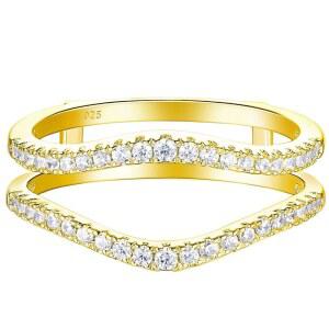 뉴쉬 주얼리 큐빅 13 여성용 지르코니아 곡선 웨딩 사이즈 가드 강화 스털링 밴드 실버 925