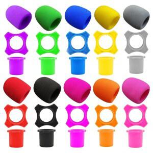 호메이슨 10세트 마이크 윈드스크린 폼 커버, 실리콘 링 및 롤 슬리브, 휴대용 마이크용 컬러풀 커버 키트, 무대용 흔들림 방지 방진 프로텍터, 노래방, 팟캐스트 사용