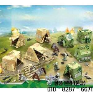 군용 텐트 특수 부대 야전 WW2 보병 군인 미니 총 무기 모델 빌딩  장난감