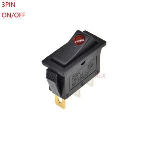 5PCS KCD3 3PIN 푸시 버튼(적색광 로커 스위치 ON/OFF 전원 16A/250V 20A/125V 토글 3 핀