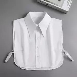 넥케이프 뾰족 레이어드 스탠다드 포인트 카라 코튼 목만있는 카라만 이너셔츠 연출 니트 랩블라우스 빅카