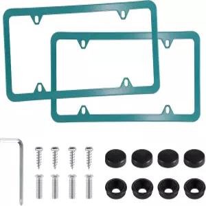 리브티 4홀 스테인리스 스틸 번호판 프레임 2개의 PCS 자동차 커버 미국 차량용 볼트 와셔 캡이 있는 외장