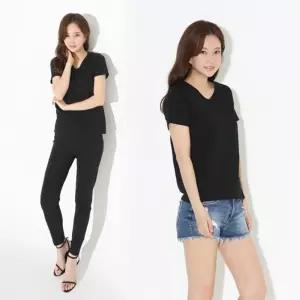 티엘르 사방스판 반팔 브이넥 SD-220410무지셔츠 검정셔츠 블랙셔츠 기본셔츠 셔츠 여름셔츠