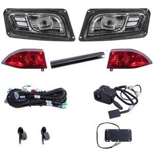 VPAHub Club Car Tempo LED 스트리트 리갈 라이트 키트 48V, 하이 로우 빔 헤드라이트, 미등, 업그레이드된 배선 하네스, 방향 지시등 스위치, 경적, 스티어링 휠 커버, 브레이크 패드 스위치