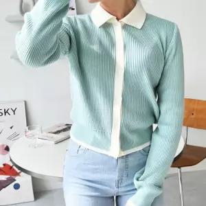 카라 밑단 배색 포인트 여자 긴팔 니트 가디건니트가디건 여자상의 여성상