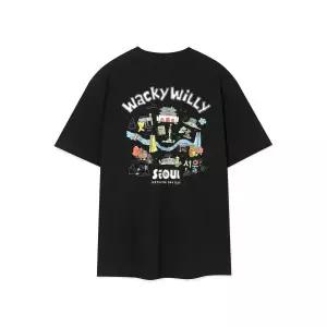 매장정품 와키윌리 WACKY WILLY 서울 그래픽 반팔티셔츠 블랙 WA2503STS1BK 348932