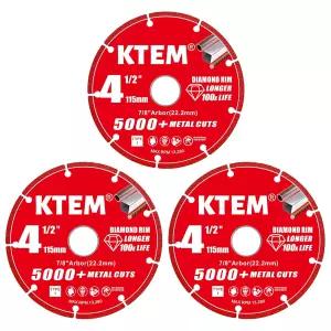 KTEM 다이아몬드 컷오프 휠 금속 및 강철 41 /2인치 7 /8인치 Arbor 3팩