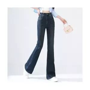 여성용 와이드 청바지 시크 데님팬츠 하이웨스트 슬림핏 부츠컷 캐주얼 KS4