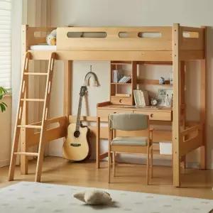 사다리형 2층베드 일체형 통나무 침대 원목이층침대 책상