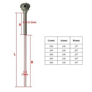 스테인레스 스틸 보호 튜브 세라믹 열전대 온도 프로브 K 타입 0-1300 도 150mm WRN132 센서
