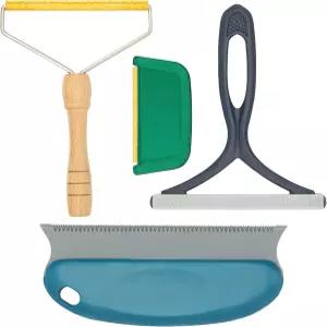 4팩 반려동물 제모 도구 고양이와 반려견을 위한 클리너 프로 제모제 재사용 가능한 카펫 스크래퍼