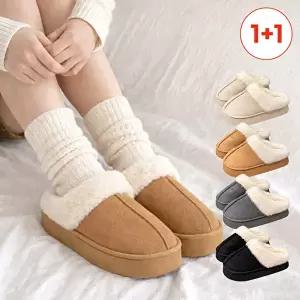[할인바이할인][1+1] 뉴포그 스웨이드 4cm 키높이 통굽 플랫폼 털슬리퍼 실내화 (남/녀)