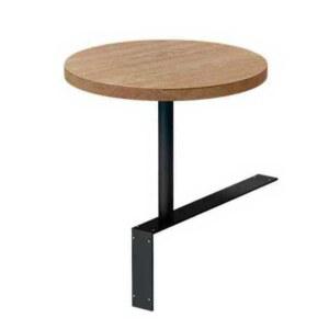 벤치 고정 카페 테이블 부착 벽면 원형 L형 블랙 탁자 철제 30x35높이 나무탁면