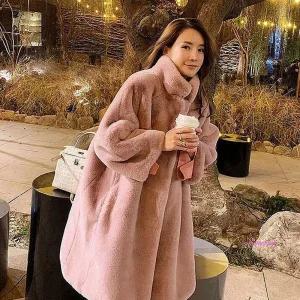 여자 퍼 엄마 페이크 청담동 며느리 코트 룩 외출 퍼코트 룩엄마jkl105