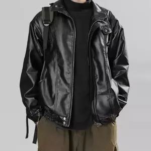 아메리칸 레더 재킷 군더더기 없는 오버핏 디자인 모던한 무드 남성 바이크 가죽 점퍼