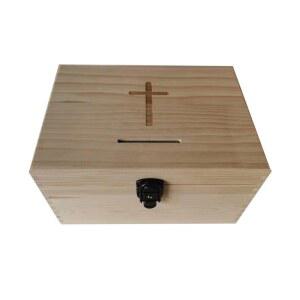 헌금함 나무 십자가 종교 성물 성구 우드 상자 성금 27x37cm 정직한 소형
