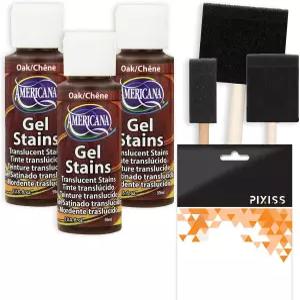 아메리카나 젤 얼룩 목재 페인트 3팩 u2013 오크 폼 브러시가 포함된 2온스 병으로 표면에 쉽게 얼룩을