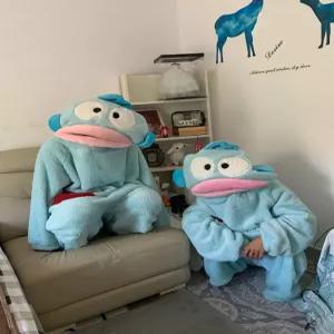 겨울 파자마 동물잠옷 상어 커플 홈웨어 세트 보송한