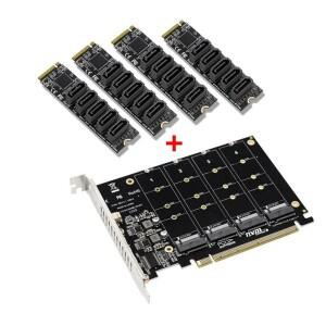 PCIE X16 NVME M.2 RAID 확장 카드 PCI-E-SATA 20 포트 asus 호환 Hyper M.2X16 용 JMB585 칩 어댑터