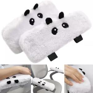 팬더 전용 2팩 플러시 의자 팔걸이 패드 벨크로 스트랩이 있는 메모리 폼 카와이 쿠션 조절 가능하고 세탁
