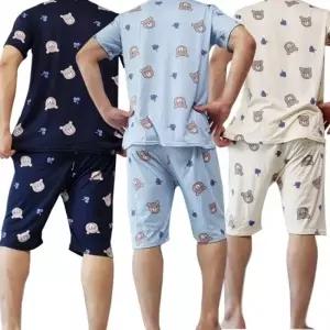남성 잠옷 반팔 세트 남녀 공용 곰돌이 빅사이즈 실내복 파자마 홈웨어 커플 피치