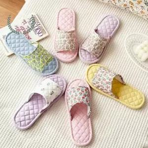 3중 들꽃 면 퀼팅 슬리퍼 실내화 거실화 여성 여자 홈