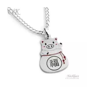 클루아조네코리아 키즈 은목걸이 스터링실버 복돼지 Lucky Pig 각인가능 CeK Kids 8173KN