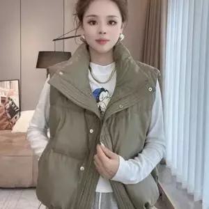 데일리 여성 패딩 조끼 하이넥 여성 숏 패딩 조끼 루즈핏