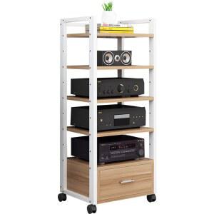 오디오 랙 선반 진열대 화이트 장식장 캐비닛 우드 3단 스피커