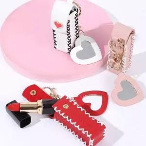 [골드스마일]휴대용 립스틱 케이스 열쇠고리 미니 수납 보관함 가죽키링