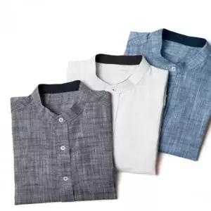 남성용 체크 7부 차이나카라 셔츠 반팔 티셔츠 여름옷