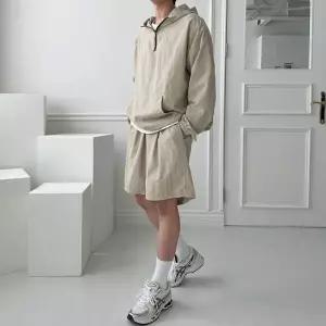 남성용 타슬란 후드 바람막이 긴팔 아노락