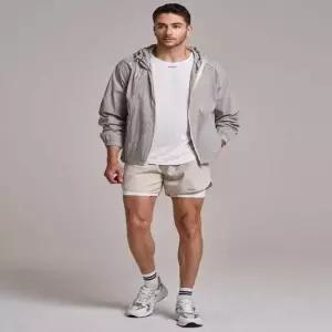 남성용 후드 바람막이 점퍼 투웨이 스트링 재킷