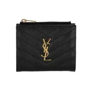 [생로랑] 생로랑 26SS 금장 모노그램 반지갑 블랙 575879 BOW01 1000