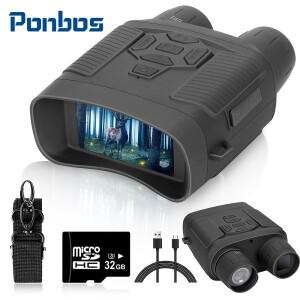 Ponbos NVI-800 적외선 야간 투시경 쌍안 망원경 카메라 36MP 4K UHD 사냥 캠핑을위한 휴대용 전술 쌍안경