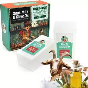 SOAPERSTAR 올리브 오일 염소 우유가 녹아서 비누 베이스 키트에 50+10 레시피 전자책 - SLS 프리 크루얼티