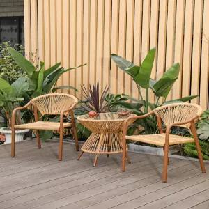 야외 테라스 라탄 의자 테이블 세트 2인용 베란다 발코니 홈카페 가구