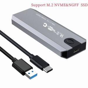 M2 외부 SSD 인클로저 알루미늄 냉각 기능을 갖춘 기계식 리더기 듀얼 프로토콜 NVMe/NGFF 케이스 지원