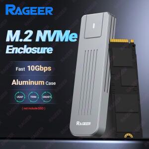 RAGEER M.2 NVMe SSD 인클로저 USB C 타입 Gen2 10Gbps PCIe 알루미늄 외장 케이스 2280 2242