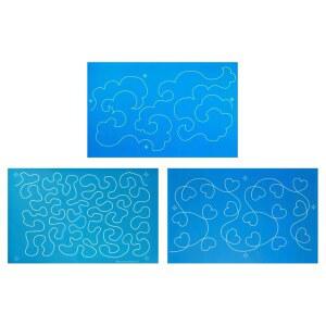 풀 라인 스텐실 3팩 엣지 투 엣지 - 흐린 하늘, 큰 스티플 미앤더, 그리고 마음에 들어요 - 자유로운 퀼팅, 가정용 기계, 손, 긴팔 퀼팅을 위한 연속 라인 템플릿