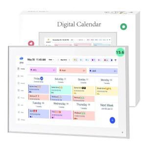 15.6인치 디지털 벽 달력 터치스크린, 마운트 플래너, 패밀리 FHD, 기능 액자 - 차트, 집안일 일정, 스마트 내장 IPS 포함, 정리함
