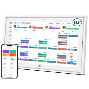 USIN 15.6인치 디지털 캘린더, 1080P 차트 집안일 비디오/오디오 전자 홈 벽 책상 식사 및 FHD 통화, 플래너, 장착, 가족 스마트 스크린 캘린더 터치 오거나이저,
