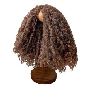 월도프 인형용 블리스풀픽시 가발, 울 컬, 10인치 인형 DIY 가발용 소프트 머리 둘레 23-26cm 가발(브라운)