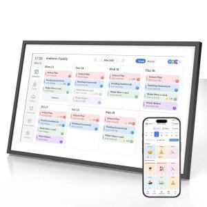 15.6인치 디지털 캘린더, 가정 정리용 디스플레이, 벽/책상용 플래너 일정/디지털 2025 벽 가능 스마트 IPS FHD터치스크린 인터랙티브 액자 장착 가족