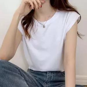 걸 단정한 데일리룩 패턴 오버실루엣 탱크탑 민소매 크루넥티 걸스 스트랩탑 와플면 속옷