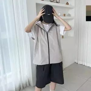 [콩심팥심]오버핏 고프코어룩 조끼 후드 여자 여성바람막이 여성바람막이