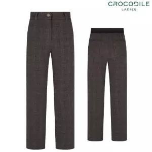 [크로커다일레이디](CLEWPT106) 스웨이드 배색 체크 팬츠_GN