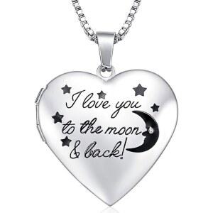 사진을 담는 GOKING 러브 하트 로켓 목걸이, 알파벳 A-Z 포토 초기 출시