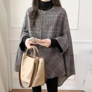 퍼밋 하운드체크 울케이프 자켓_W4436